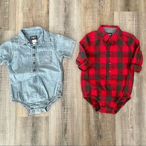 Osh Kosh button up onesies - set of 2